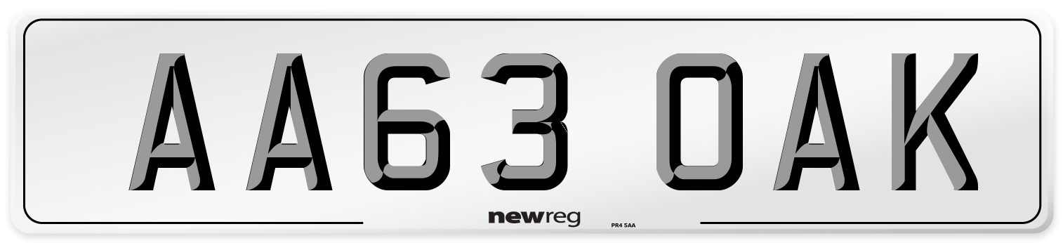 AA63 OAK Number Plate from New Reg